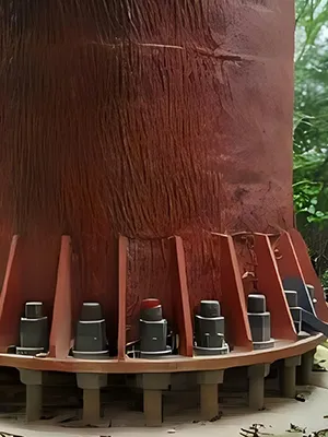 تثبيت البرج بالقاعدة الخرسانية